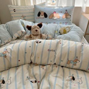 40S Pure Cotton Bed Sheet Cartoon Printing Duvet Cover 128*68 Cotton Bedding Set For Kids