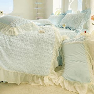 New rabbit down milk down warm bed duvet cover flat sheet lace four-piece bedding set