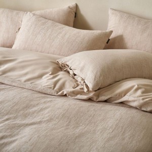 French linen jacquard duvet cover satin bed sheet brushed 4pcs bedding set