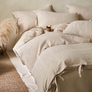 French linen jacquard duvet cover satin bed sheet brushed 4pcs bedding set