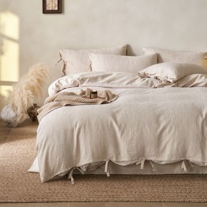 French linen jacquard duvet cover satin bed sheet brushed 4pcs bedding set
