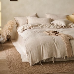 French linen jacquard duvet cover satin bed sheet brushed 4pcs bedding set