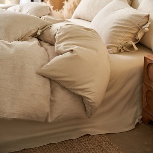 French linen jacquard duvet cover satin bed sheet brushed 4pcs bedding set