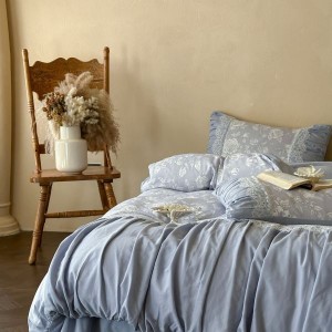 New French style pure cotton duvet cover double-layer yarn lace edge long staple bedding set