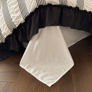 Cotton seersucker yarn-dyed jacquard duvet cover bed sheets black white striped printing bedding set