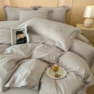 High-precision jacquard duvet cover 100s long-staple cotton bed sheet four-piece bedding set