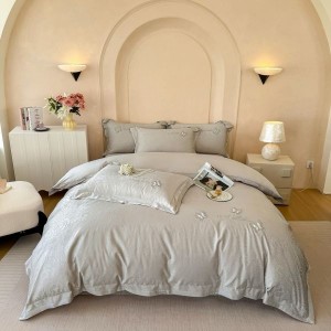 High-precision jacquard duvet cover 100s long-staple cotton bed sheet four-piece bedding set