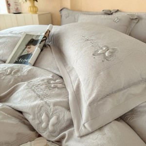 High-precision jacquard duvet cover 100s long-staple cotton bed sheet four-piece bedding set