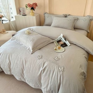 High-precision jacquard duvet cover 100s long-staple cotton bed sheet four-piece bedding set