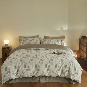 High Class light luxury yarn-dyed double yarn jacquard linen cotton 4pcs bedding set