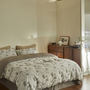 High Class light luxury yarn-dyed double yarn jacquard linen cotton 4pcs bedding set
