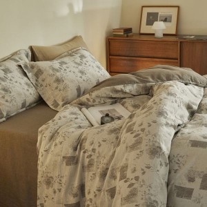 High Class light luxury yarn-dyed double yarn jacquard linen cotton 4pcs bedding set