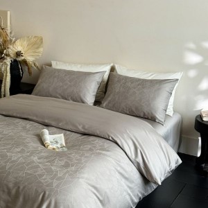 100s long staple cotton satin jacquard duvet cover gray bed sheet bedding set