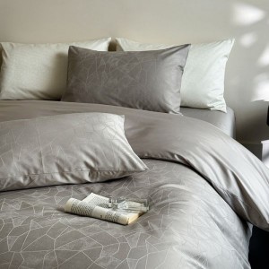 100s long staple cotton satin jacquard duvet cover gray bed sheet bedding set
