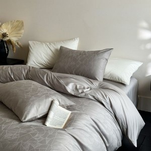 100s long staple cotton satin jacquard duvet cover gray bed sheet bedding set