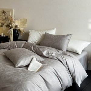 100s long staple cotton satin jacquard duvet cover gray bed sheet bedding set