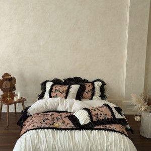 French style golden mink silk digital printing quilt cover fully eliminated milk velvet bed sheet four-piece bedding set