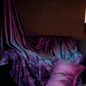 High quality purple 4pcs digital printing home hotel textiles 100s cotton duvet cover bedding set supplier