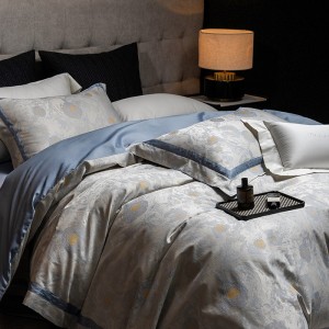 High quality purple 4pcs digital printing home hotel textiles 100s cotton duvet cover bedding set supplier