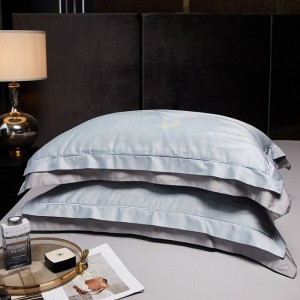 Premium quality blue jacquard home textiles cotton duvet cover bedding set