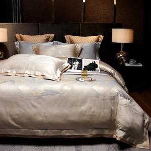 Premium quality blue jacquard home textiles cotton duvet cover bedding set