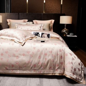 Premium quality blue jacquard home textiles cotton duvet cover bedding set