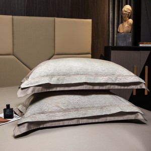 Premium quality 100s cotton home hotel textiles beige jacquard bedding set wholesaler