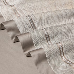 Premium quality 100s cotton home hotel textiles beige jacquard bedding set wholesaler