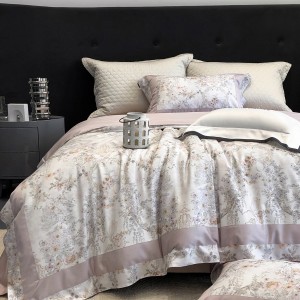 Premium 4pcs printing home textiles patchwork comforter pink duvet cover bedding set