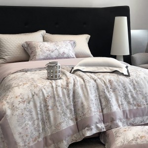 Premium 4pcs printing home textiles patchwork comforter pink duvet cover bedding set