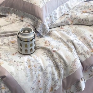 Premium 4pcs printing home textiles patchwork comforter pink duvet cover bedding set