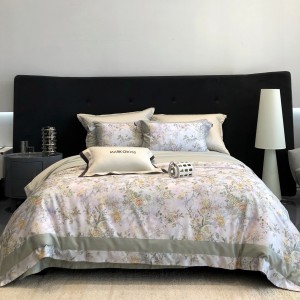 Premium 4pcs printing home textiles patchwork comforter pink duvet cover bedding set