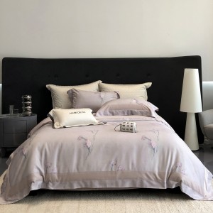 Premium 4pcs printing home textiles patchwork comforter pink duvet cover bedding set
