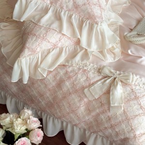 Light Luxury Embroidery 100% Cotton Bedcover Double Coverlets Duvet Comforter Cover Pillowcases Champagne Bed Linen Bedding Set