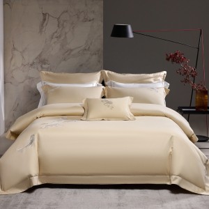 High End Chine Style 100S Lyocell Cotton Embroidery 4PCS Home Textiles Pink Sanding Bedding Set Supplier