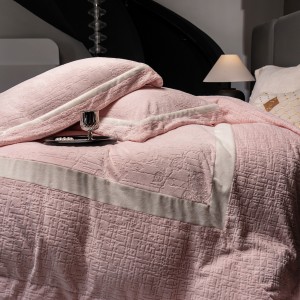 2025 milk velvet home textiles embroidery duvet cover fluffy bedding set
