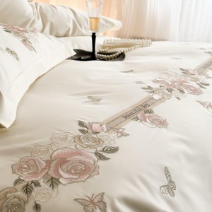 Luxury White Cotton Comforter Duvet Cover Embroidered Bed Linen Fitted Sheet Pillow Shams Queen Home Textile Bedding Set
