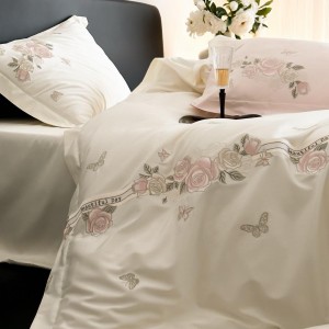 Luxury White Cotton Comforter Duvet Cover Embroidered Bed Linen Fitted Sheet Pillow Shams Queen Home Textile Bedding Set