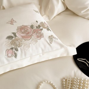 Luxury White Cotton Comforter Duvet Cover Embroidered Bed Linen Fitted Sheet Pillow Shams Queen Home Textile Bedding Set