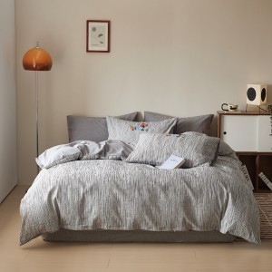 Hot-selling 4-pieces textile printing 2m/2.2m bedsheet flat sheets 1.8m quilt cover grey cotton bedding set manufacture