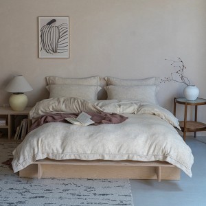 Simple style jacquard home textile linen cotton bed linen solid color duvet quilt comforter cover bedding set wholesaler