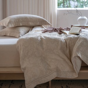 Simple style jacquard home textile linen cotton bed linen solid color duvet quilt comforter cover bedding set wholesaler