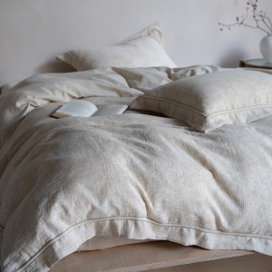 Simple style jacquard home textile linen cotton bed linen solid color duvet quilt comforter cover bedding set wholesaler