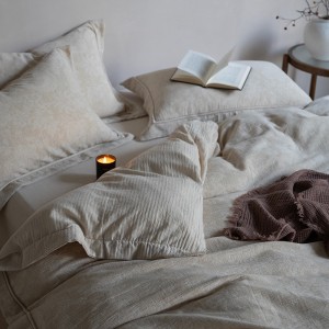 Simple style jacquard home textile linen cotton bed linen solid color duvet quilt comforter cover bedding set wholesaler