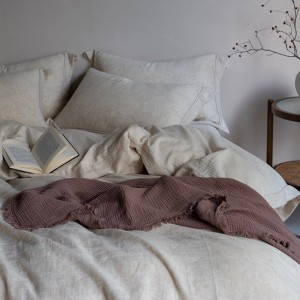Simple style jacquard home textile linen cotton bed linen solid color duvet quilt comforter cover bedding set wholesaler