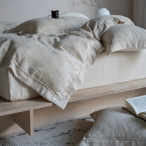 Simple style jacquard home textile linen cotton bed linen solid color duvet quilt comforter cover bedding set wholesaler