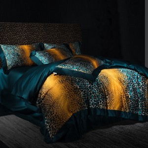 Hot selling sateen cotton 4-pieces textile ODM coverlets printing bedsheets simple style bed linen long staple cotton bedding set wholesaler