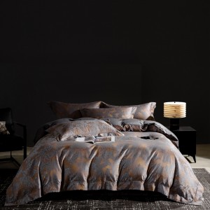 Jacquard duvet cover fitted flat sheets 2m/2.2m double bedsheet gold cotton pillowslip queen king size bedding set
