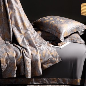 Jacquard duvet cover fitted flat sheets 2m/2.2m double bedsheet gold cotton pillowslip queen king size bedding set