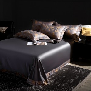 Jacquard duvet cover fitted flat sheets 2m/2.2m double bedsheet gold cotton pillowslip queen king size bedding set
